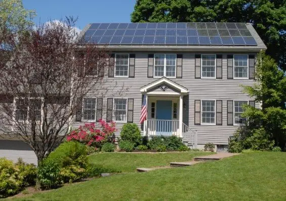 Beautiful solar panels on a house roof showing size