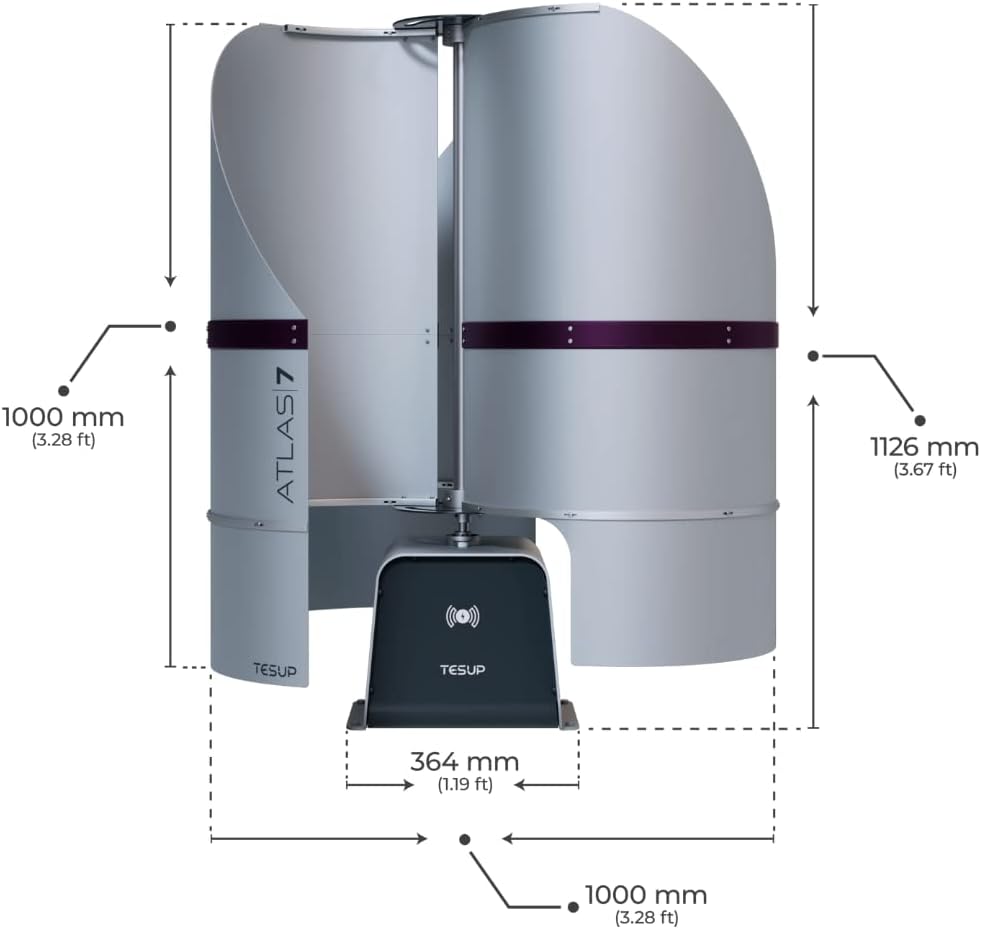 TESUP Atlas 7 KW and 168 kWh/Day Max. Vertical Wind Turbine