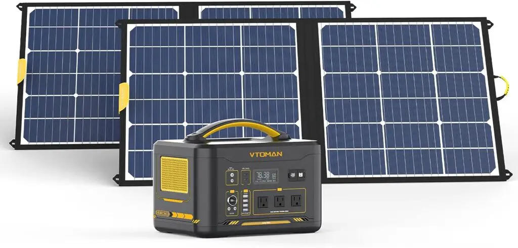 VTOMAN Jump 1800 Solar Generator with Panels Included, 1800W/1548Wh Durable LiFePO4 Portable Power Station with 1800W Constant-Power, Regulated 12V DC, PD 100W Type-C for Home Backup  RV/Van Camping